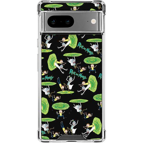 Adult Swim Rick and Morty Portal Pattern Google Pixel 8a Clear Case